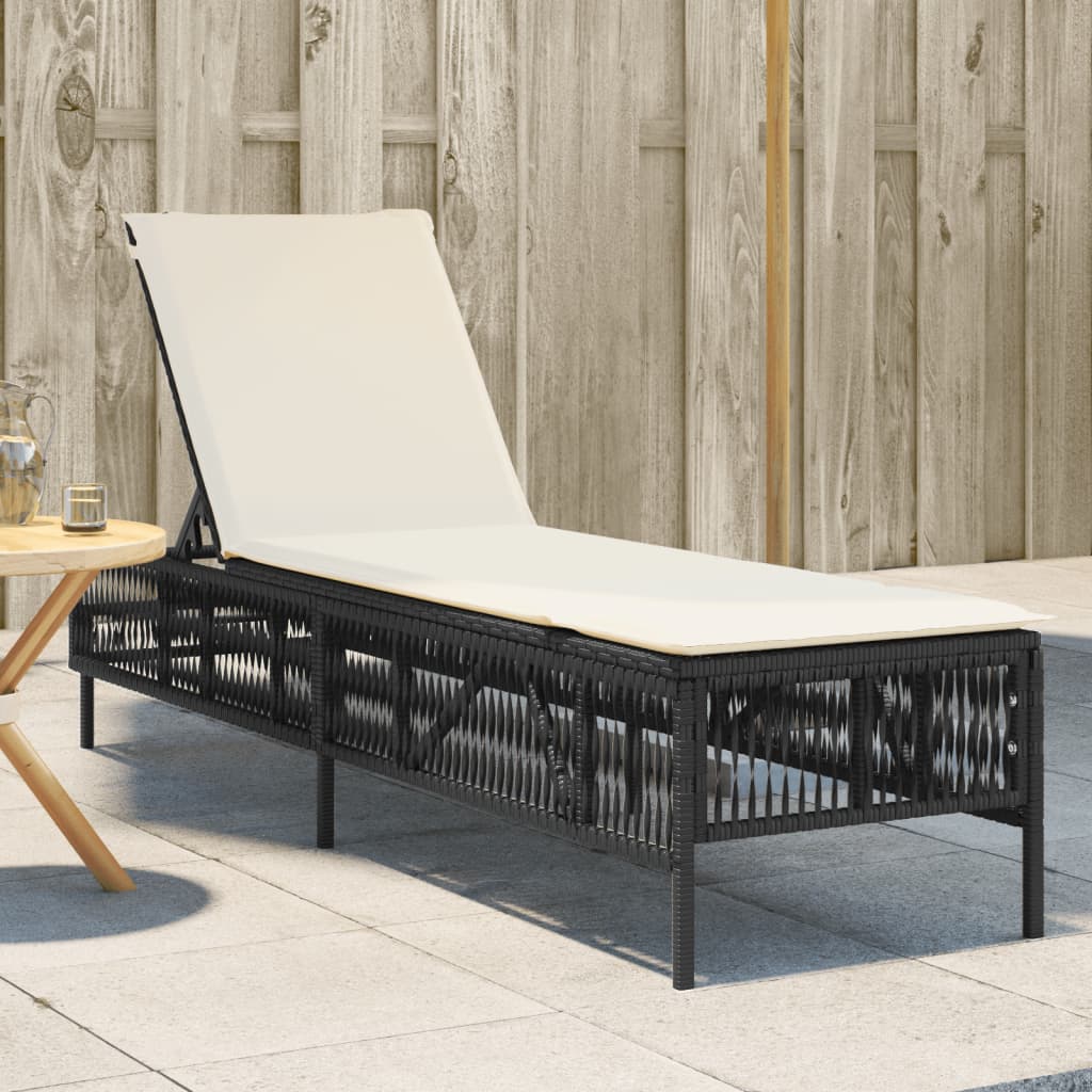 Lettino Prendisole Con Cuscini Beige In Polyrattan
