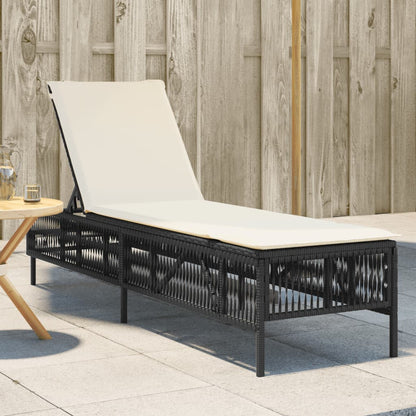 Lettino Prendisole Con Cuscini Beige In Polyrattan