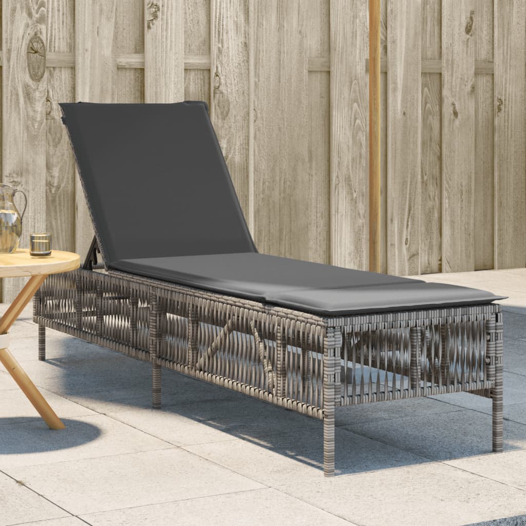 Lettino Prendisole Con Cuscini Beige In Polyrattan