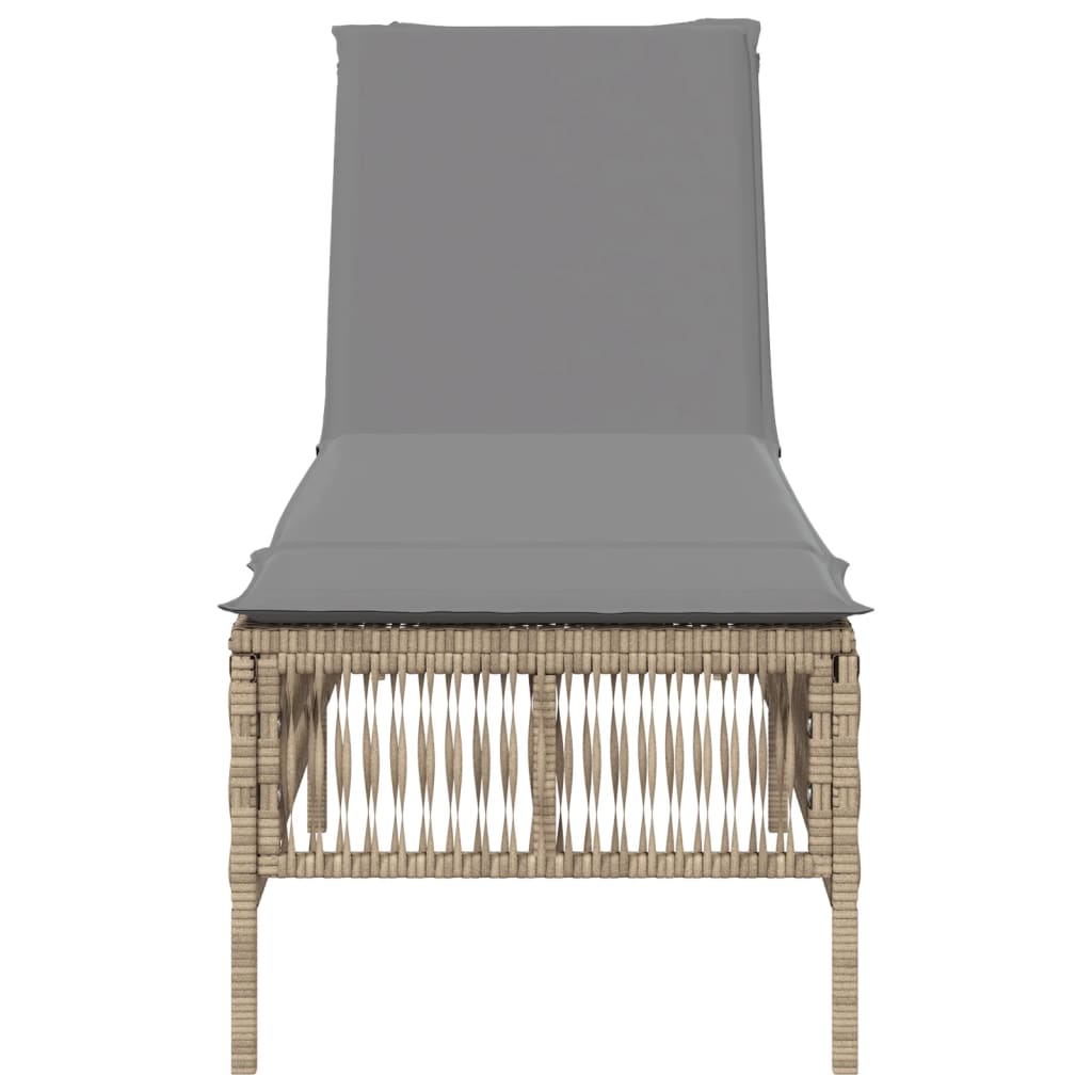 Lettino Prendisole Con Cuscini Beige In Polyrattan