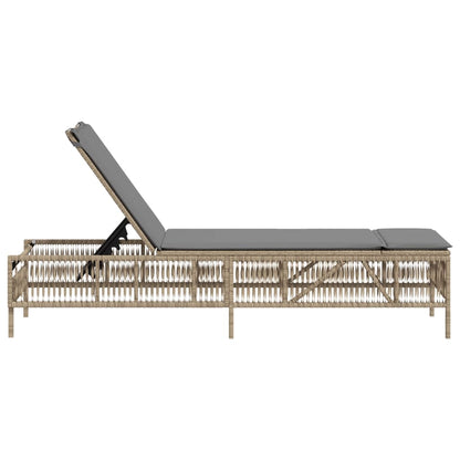 Lettino Prendisole Con Cuscini Beige In Polyrattan