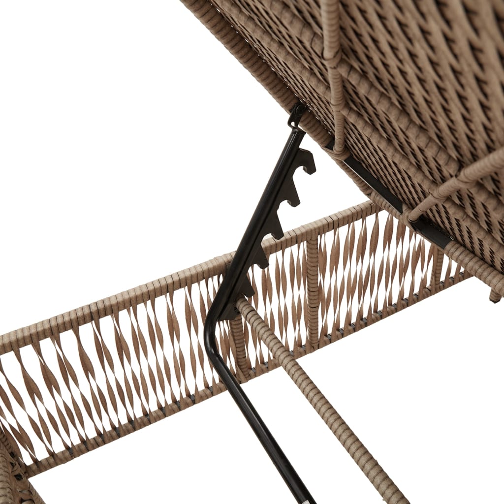 Lettino Prendisole Con Cuscini Beige In Polyrattan
