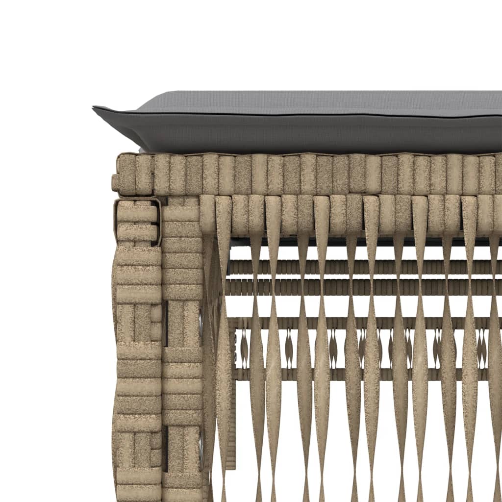 Lettino Prendisole Con Cuscini Beige In Polyrattan