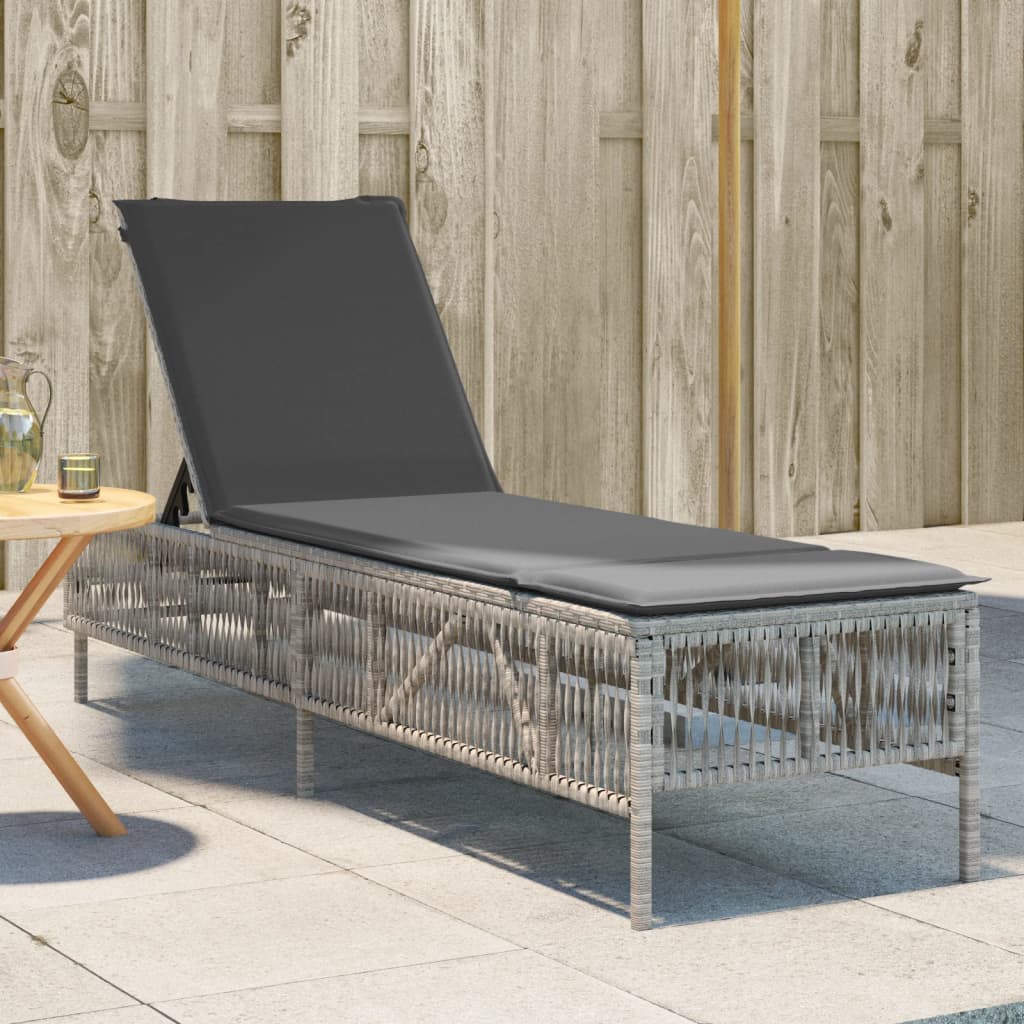 Lettino Prendisole Con Cuscini Beige In Polyrattan