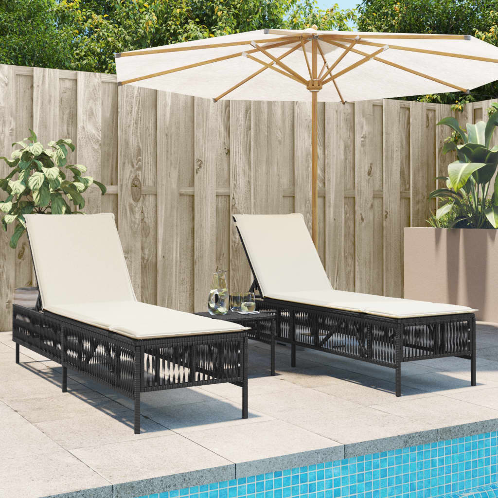 Lettino Prendisole Con Cuscini Beige In Polyrattan