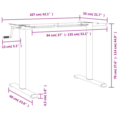 Telaio Scrivania In Piedi (94-135)X60X(70-114)Cm Acciaio