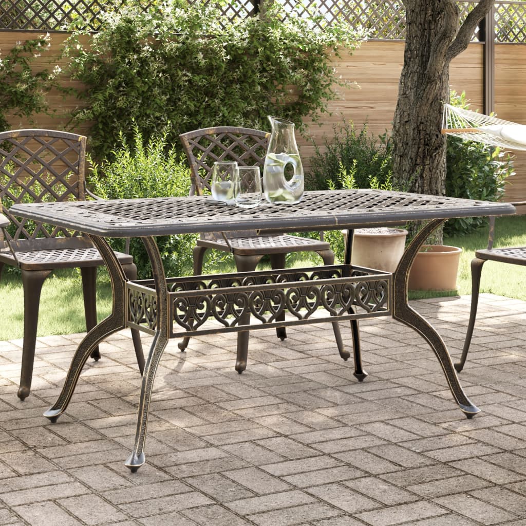 Tavolo Da Giardino 150X90X72 Cm In Alluminio Pressofuso