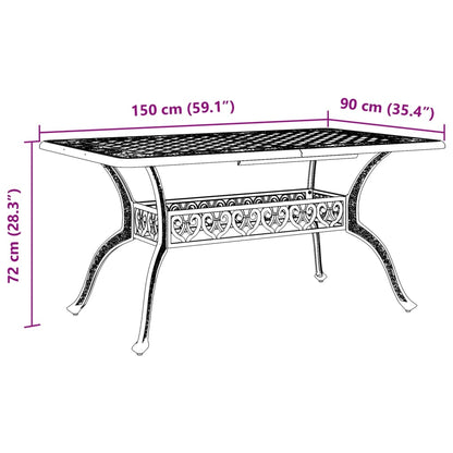 Tavolo Da Giardino 150X90X72 Cm In Alluminio Pressofuso