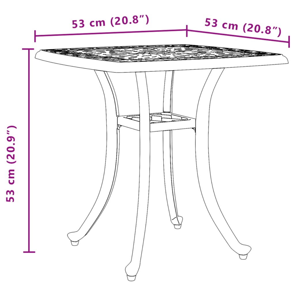 Tavolo Da Giardino 53X53X53 Cm In Alluminio Pressofuso