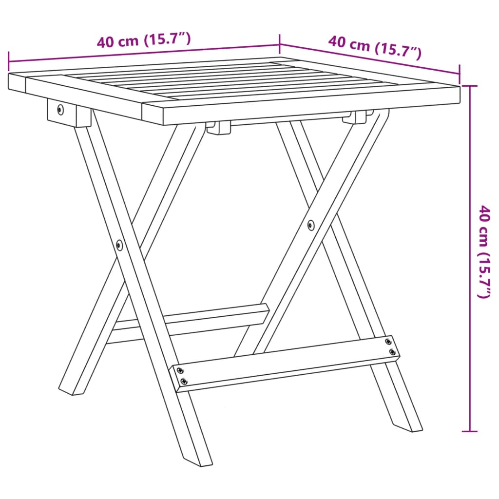Tavolino Da Giardino 40X40X40 Cm In Legno Massello Di Acacia