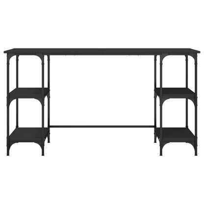 Scrivania Nera 140X50X75 Cm In Metallo E Legno Multistrato