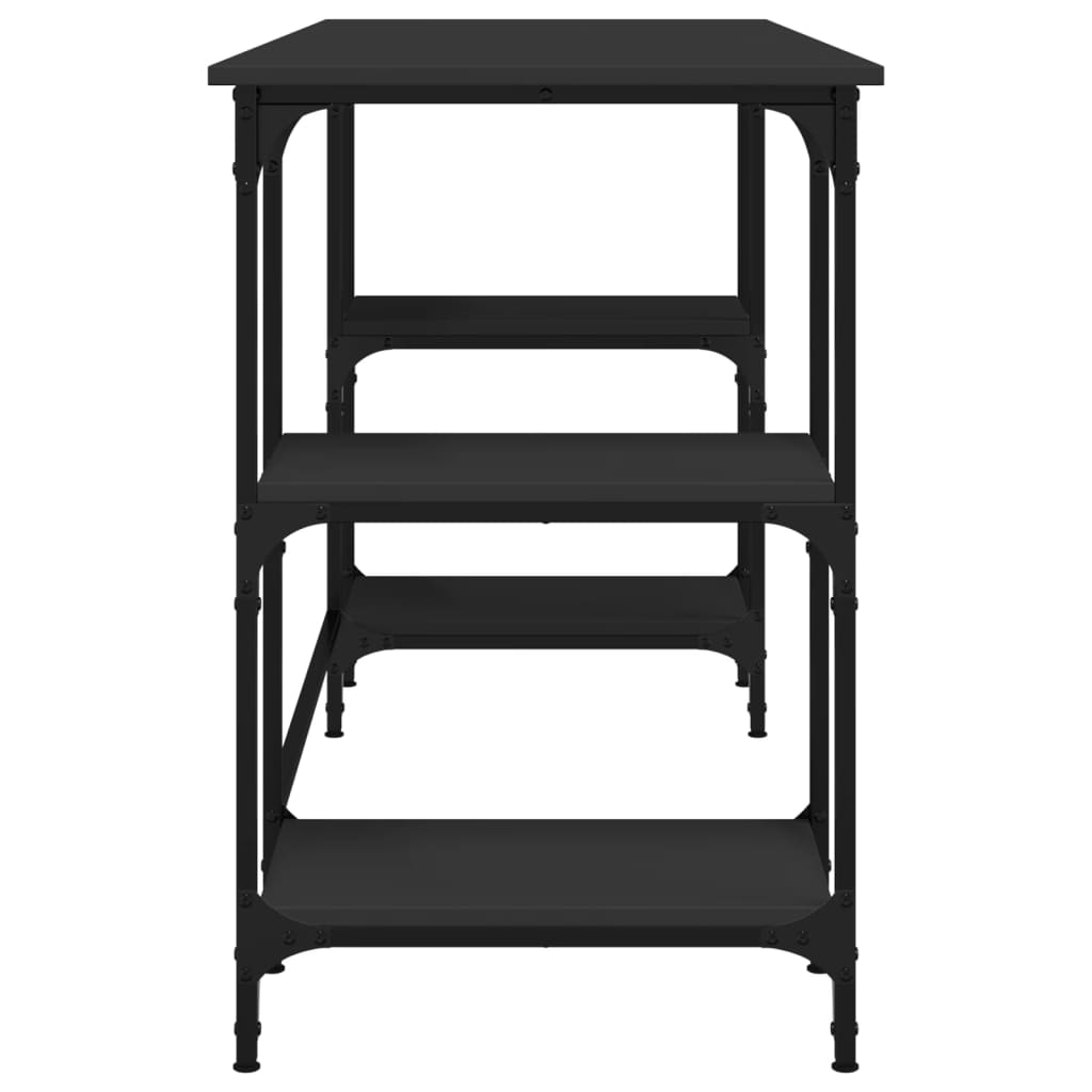 Scrivania Nera 140X50X75 Cm In Metallo E Legno Multistrato