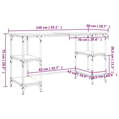 Scrivania Nera 140X50X75 Cm In Metallo E Legno Multistrato