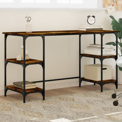 Scrivania Nera 140X50X75 Cm In Metallo E Legno Multistrato