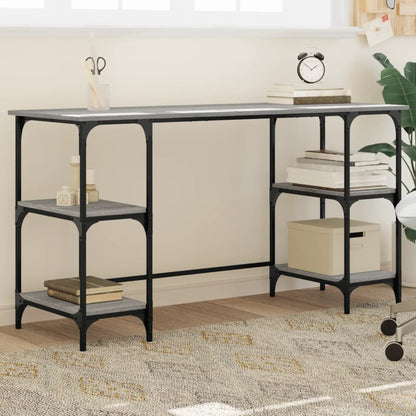 Scrivania Nera 140X50X75 Cm In Metallo E Legno Multistrato