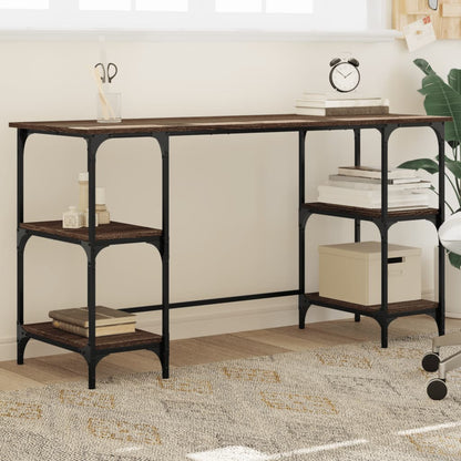 Scrivania Nera 140X50X75 Cm In Metallo E Legno Multistrato