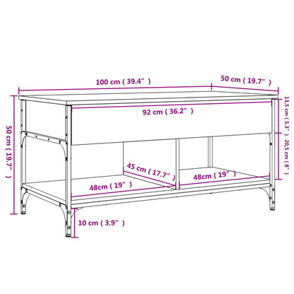 Tavolino Da Salotto 100X50X50Cm Legno Multistrato Metallo