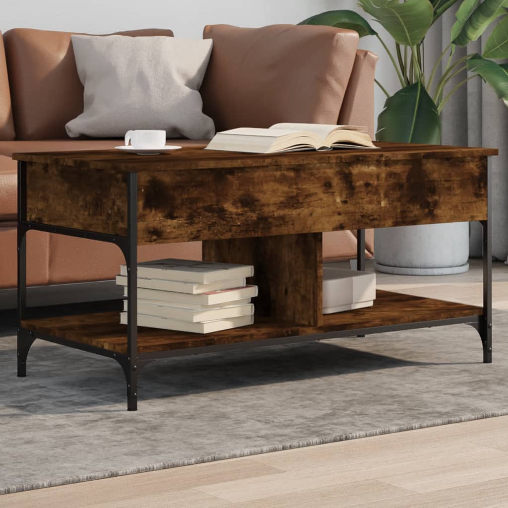 Tavolino Da Salotto 100X50X50Cm Legno Multistrato Metallo
