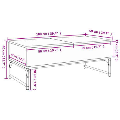 Tavolino Salotto 100X50X40Cm Multistrato Metallo