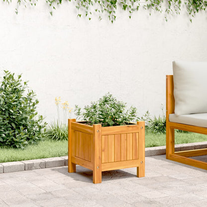 Fioriera Giardino Con Rivestimento 31X31X30 Cm Massello Acacia