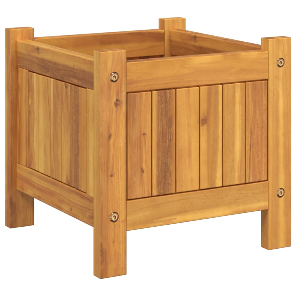 Fioriera Giardino Con Rivestimento 31X31X30 Cm Massello Acacia