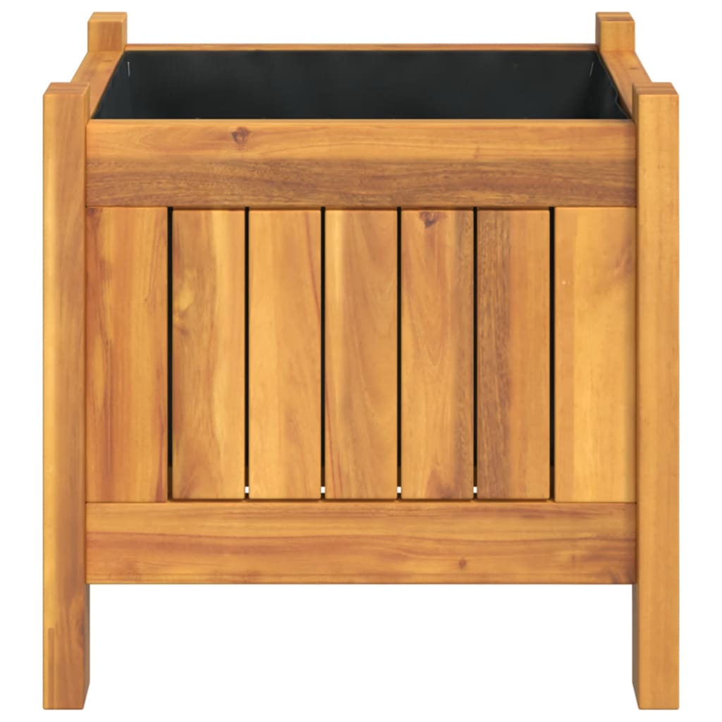 Fioriera Giardino Con Rivestimento 31X31X30 Cm Massello Acacia