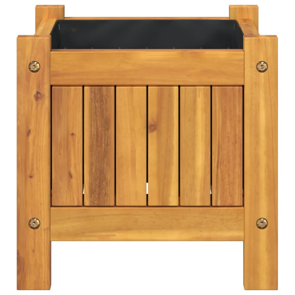 Fioriera Giardino Con Rivestimento 31X31X30 Cm Massello Acacia