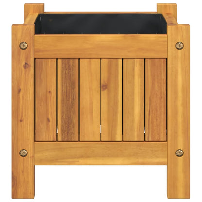 Fioriera Giardino Con Rivestimento 31X31X30 Cm Massello Acacia