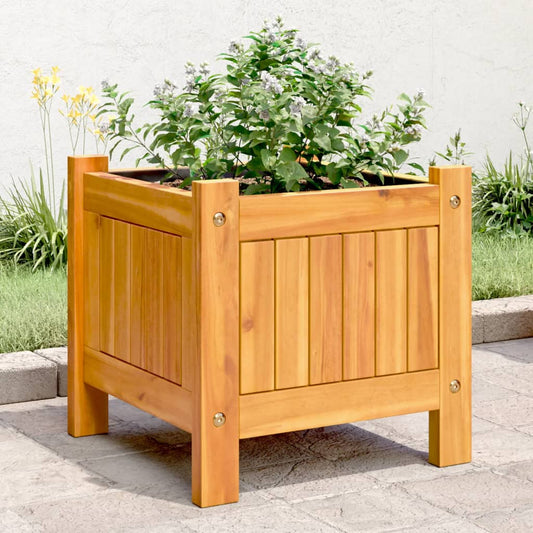 Fioriera Giardino Con Rivestimento 31X31X30 Cm Massello Acacia