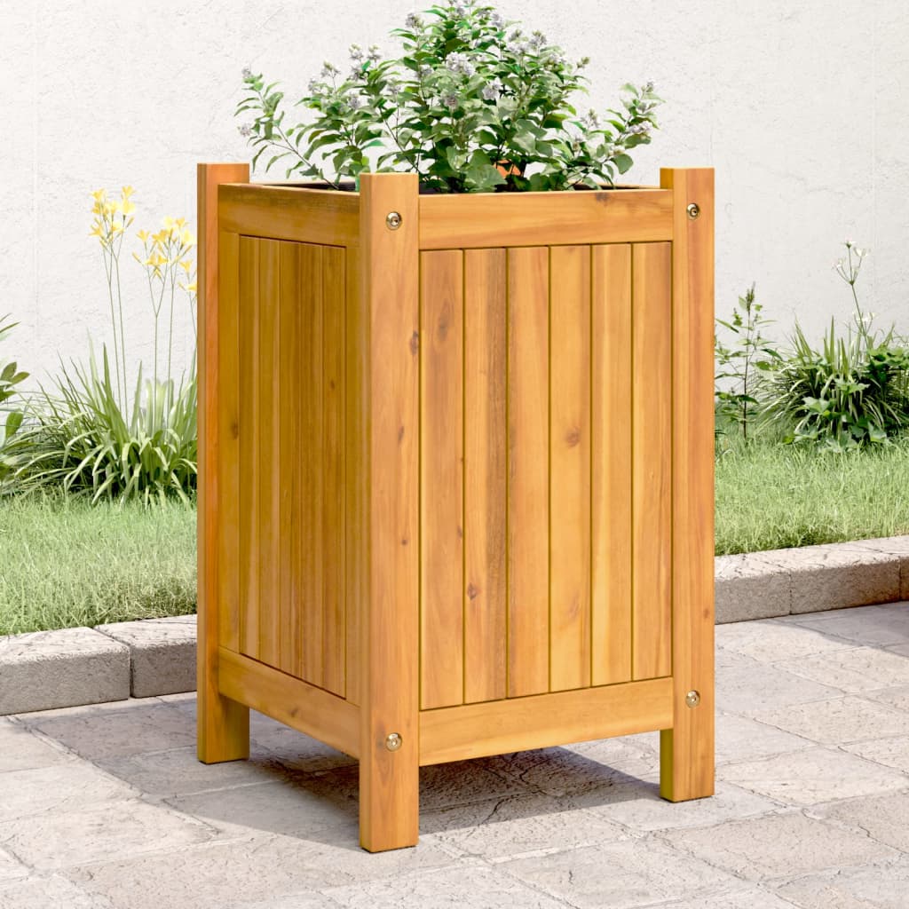 Fioriera Giardino Con Rivestimento 84X42X75 Cm Massello Acacia