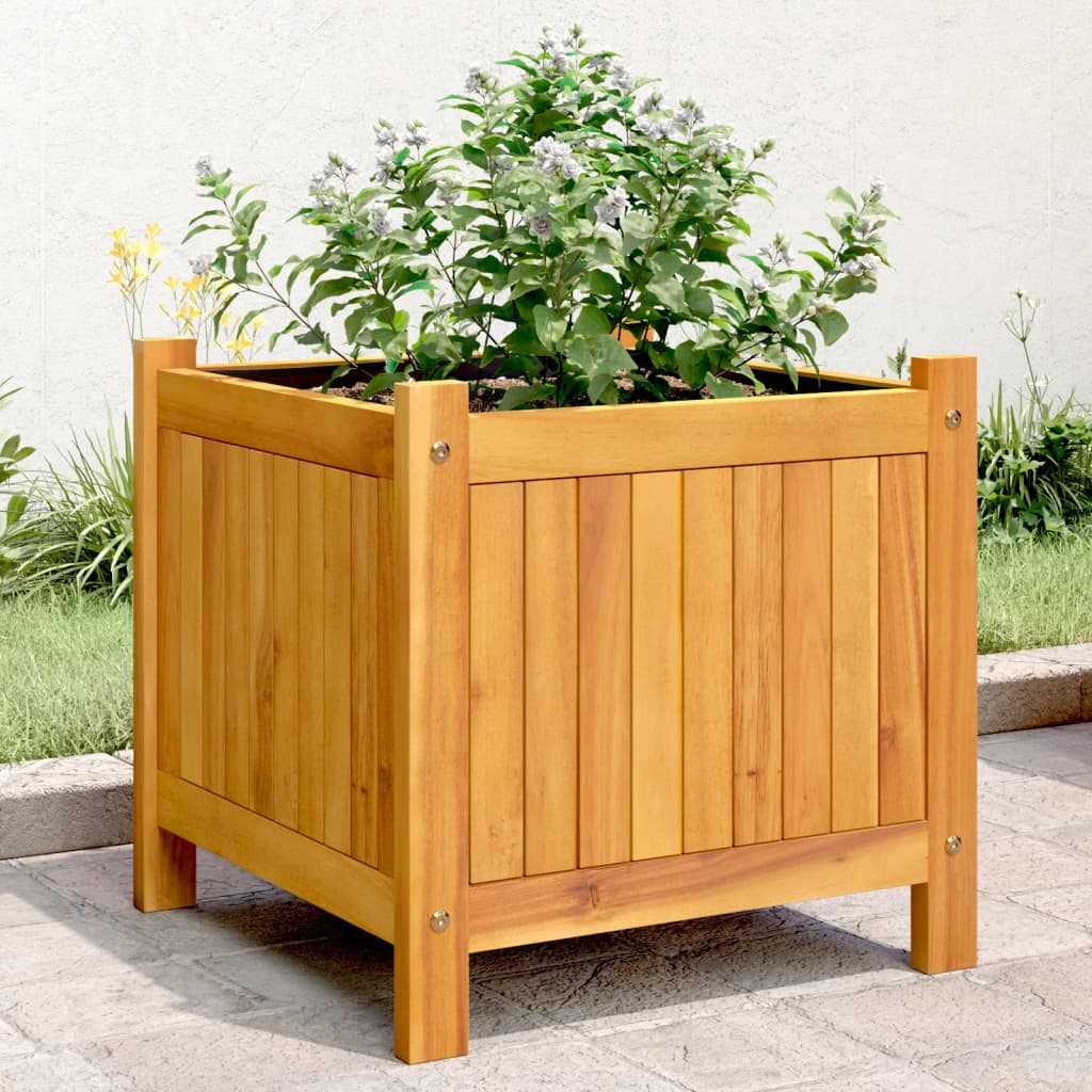 Fioriera Giardino Con Rivestimento 84X42X75 Cm Massello Acacia