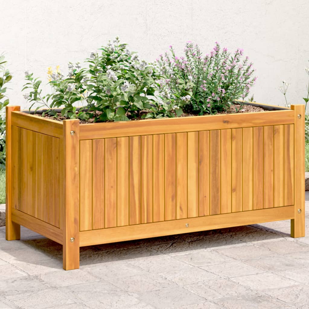 Fioriera Giardino Con Rivestimento 84X42X75 Cm Massello Acacia