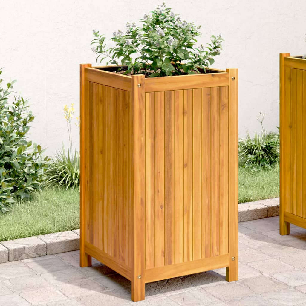 Fioriera Giardino Con Rivestimento 84X42X75 Cm Massello Acacia