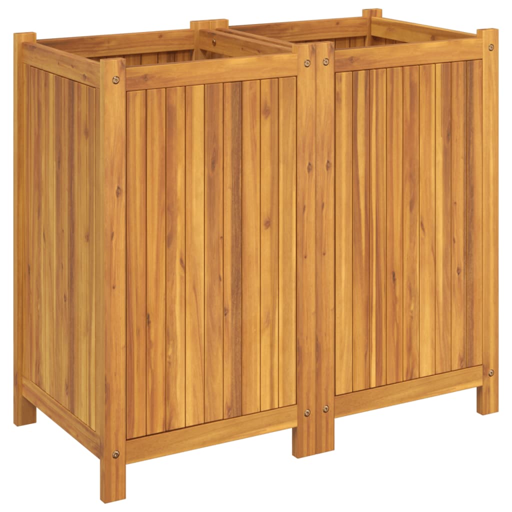 Fioriera Giardino Con Rivestimento 84X42X75 Cm Massello Acacia