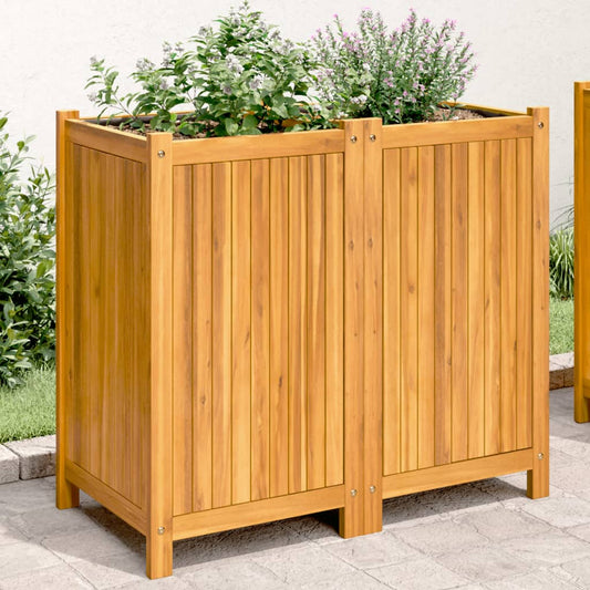 Fioriera Giardino Con Rivestimento 84X42X75 Cm Massello Acacia