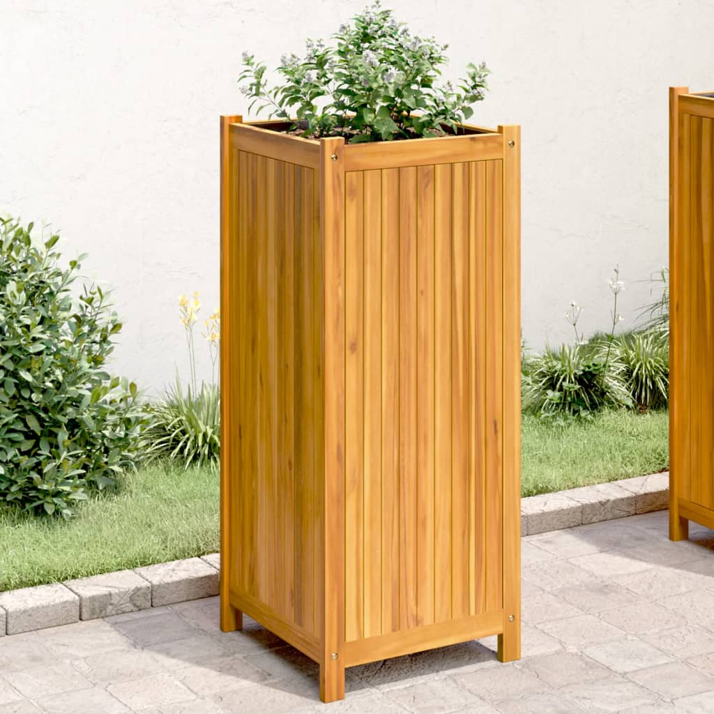 Fioriera Giardino Con Rivestimento 84X42X75 Cm Massello Acacia