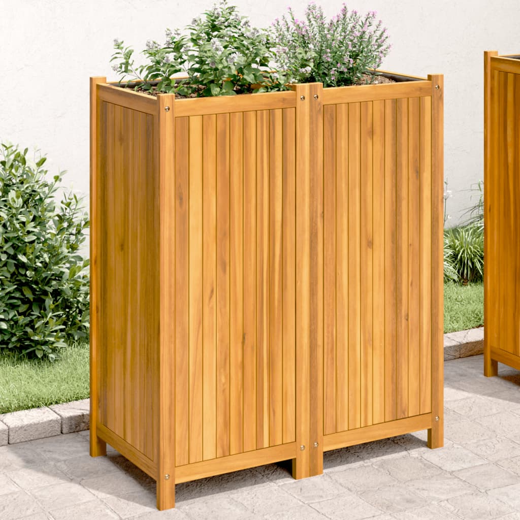 Fioriera Giardino Con Rivestimento 84X42X75 Cm Massello Acacia