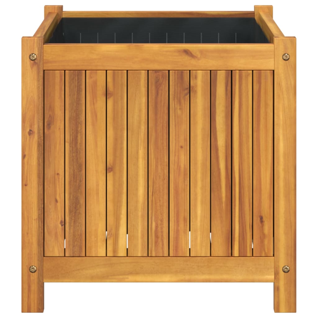 Fioriera Giardino Con Rivestimento 50X50X50 Cm Massello Acacia