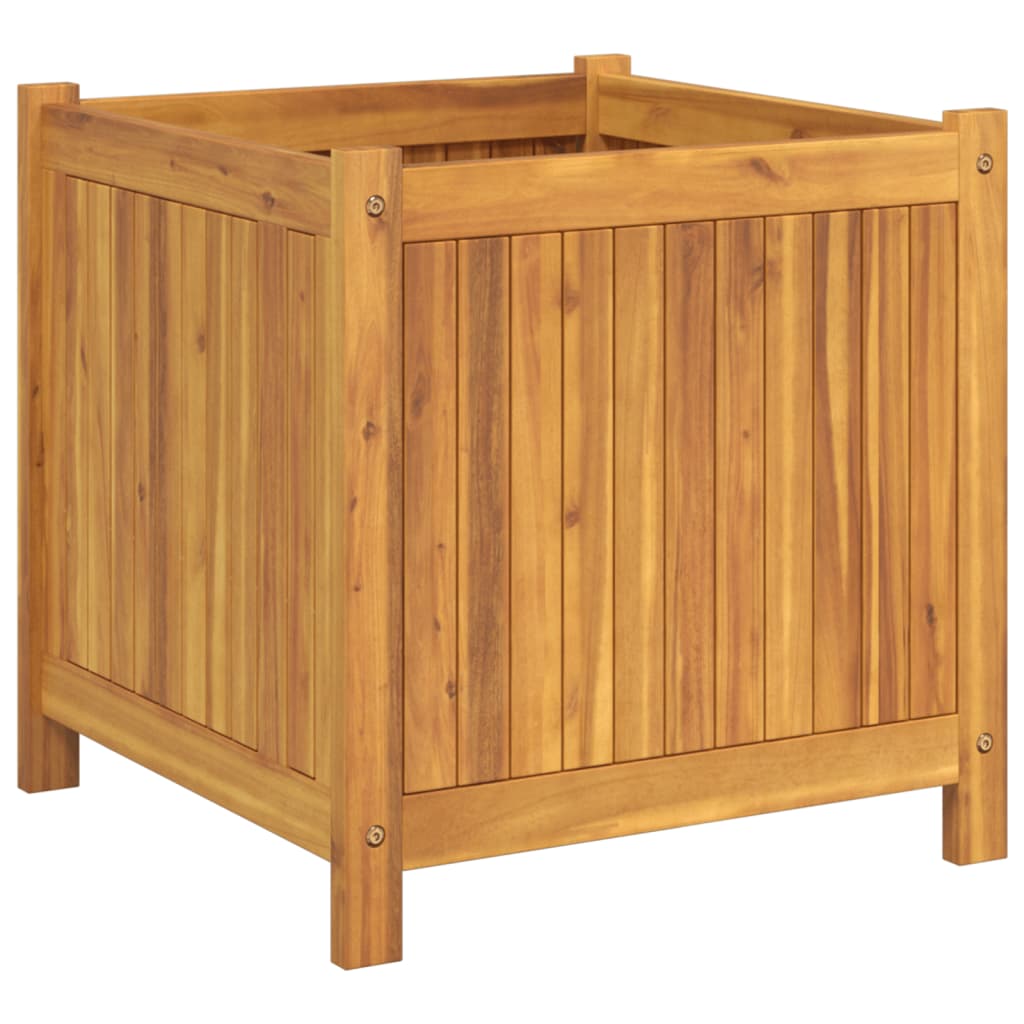 Fioriera Giardino Con Rivestimento 50X50X50 Cm Massello Acacia
