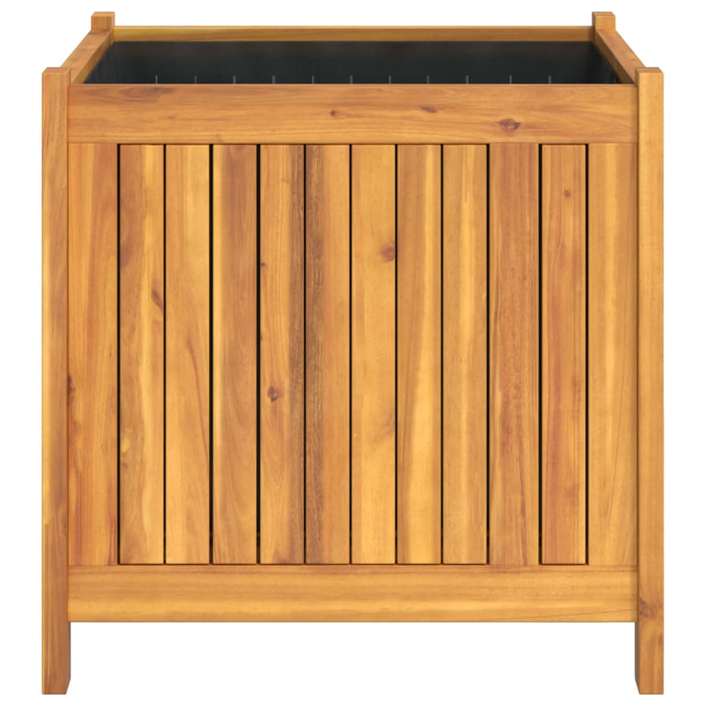 Fioriera Giardino Con Rivestimento 50X50X50 Cm Massello Acacia
