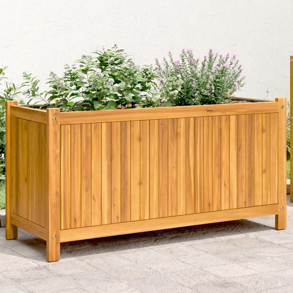 Fioriera Giardino Con Rivestimento 84X42X75 Cm Massello Acacia
