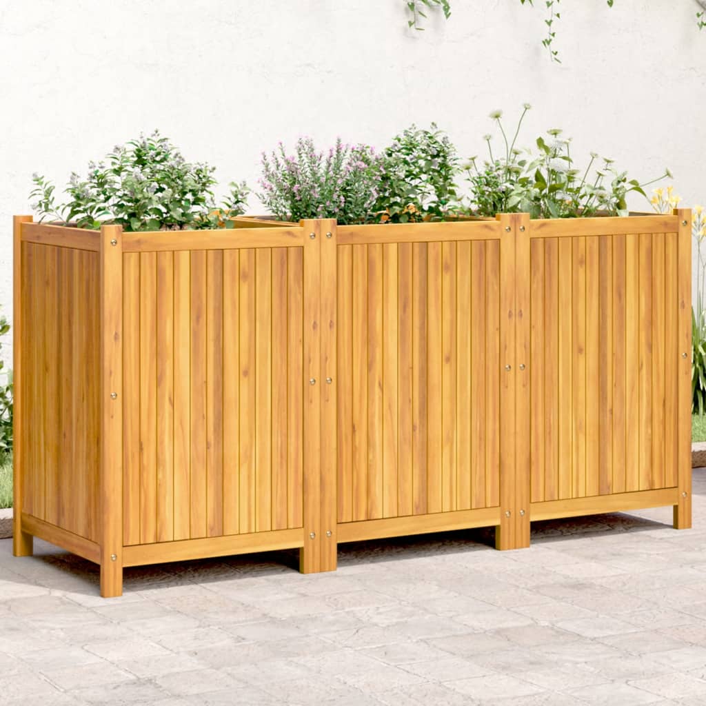 Fioriera Giardino Con Rivestimento 84X42X75 Cm Massello Acacia