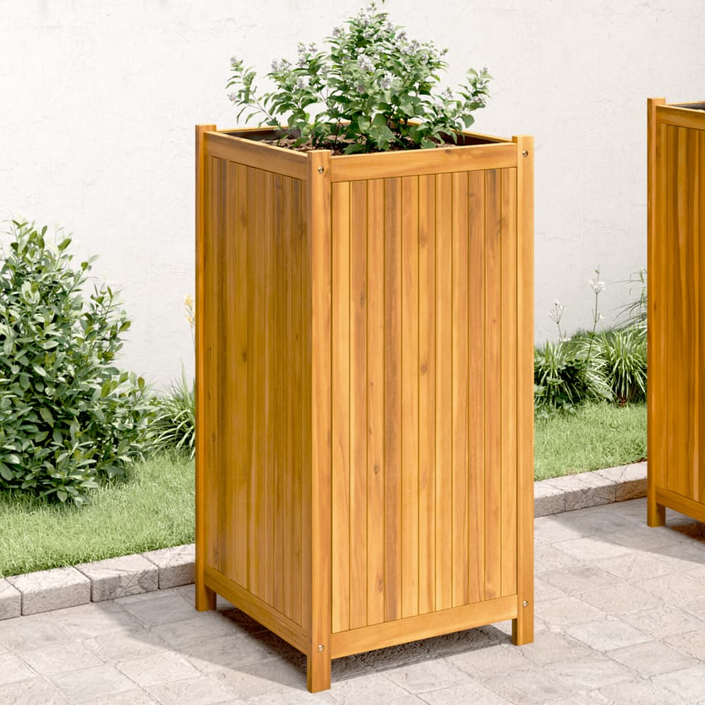 Fioriera Giardino Con Rivestimento 84X42X75 Cm Massello Acacia