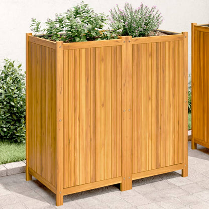 Fioriera Giardino Con Rivestimento 84X42X75 Cm Massello Acacia
