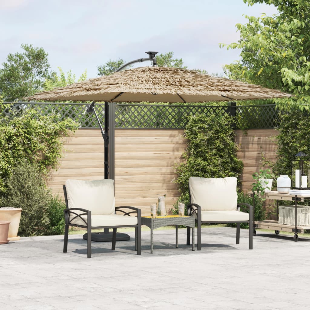 Ombrellone Giardino Led E Palo In Acciaio Marrone 269X269X235Cm