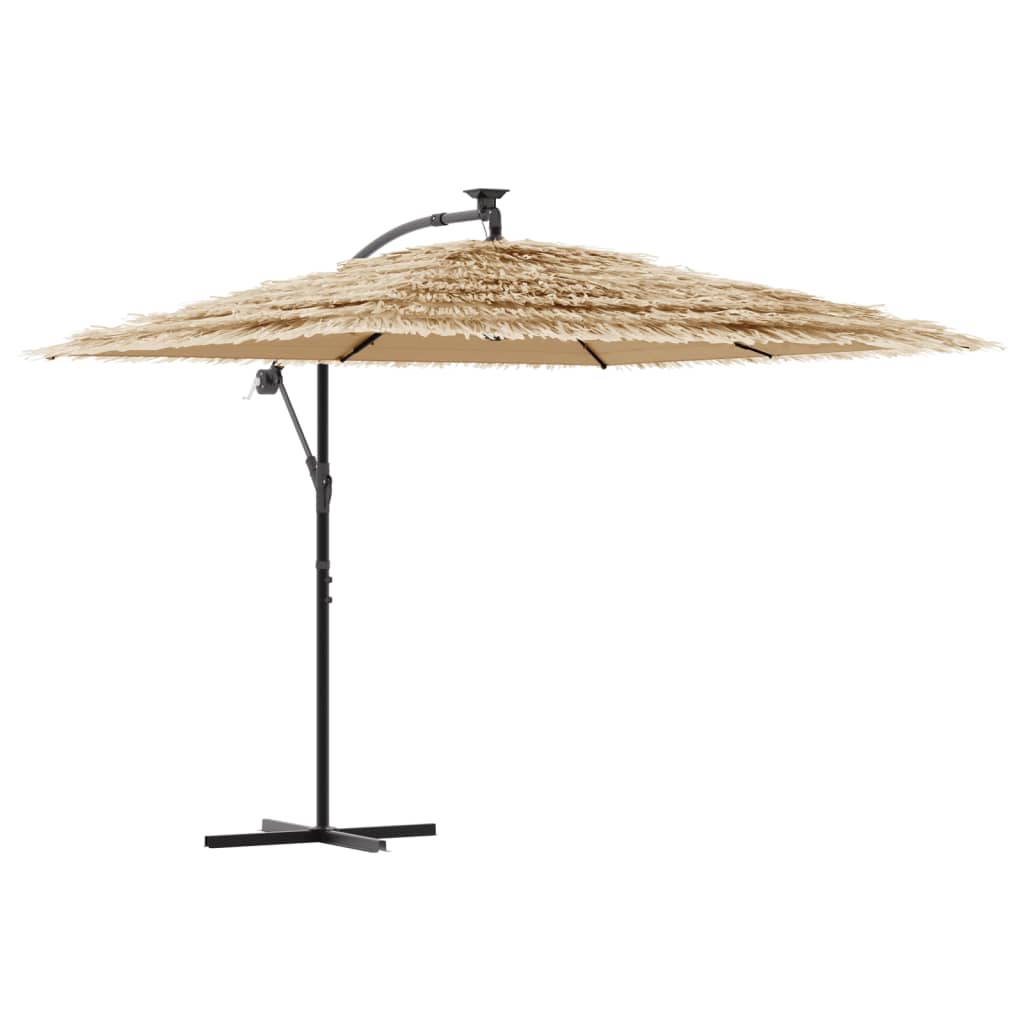 Ombrellone Giardino Led E Palo In Acciaio Marrone 269X269X235Cm
