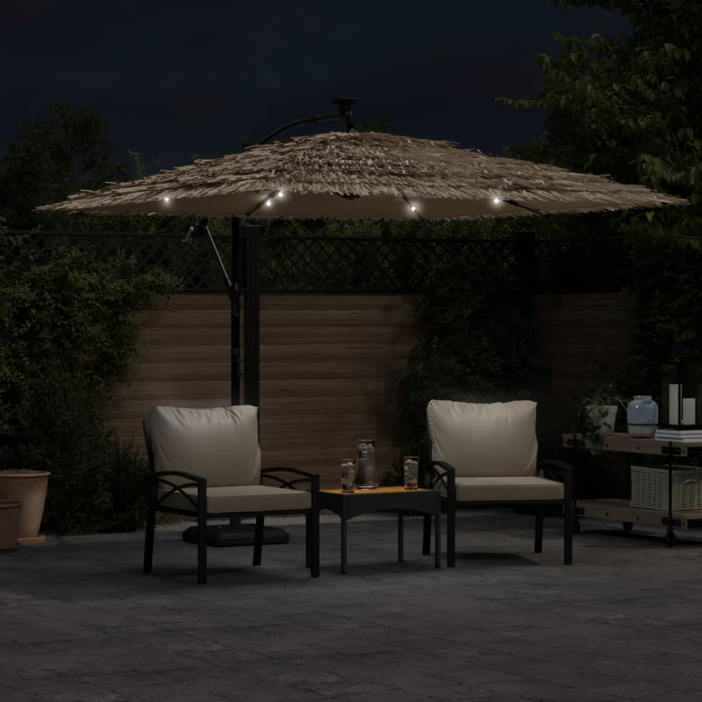Ombrellone Giardino Led E Palo In Acciaio Marrone 269X269X235Cm