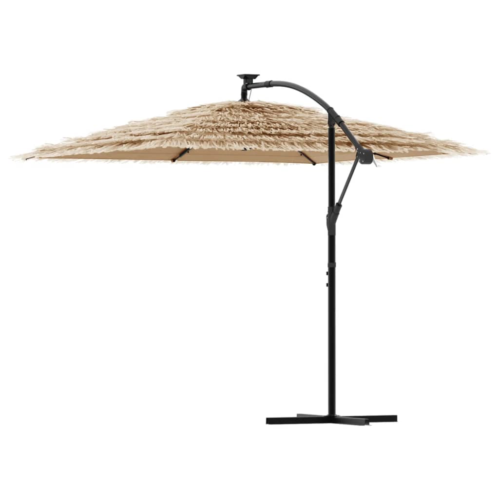 Ombrellone Giardino Led E Palo In Acciaio Marrone 269X269X235Cm