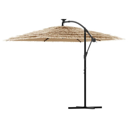 Ombrellone Giardino Led E Palo In Acciaio Marrone 269X269X235Cm
