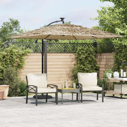 Ombrellone Giardino Led E Palo In Acciaio Marrone 269X269X235Cm